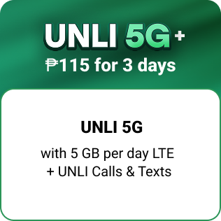 UNLI 5G+ w/ 5 GB/day 115